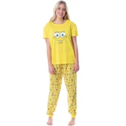 Nickelodeon SpongeBob SquarePants Womens' Faces 2 Piece Jogger Pajama Set Yellow -Intimo GUEST 0085cc6a 4651 4902 ac5e b4d721cd68b2