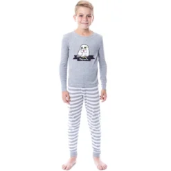 Harry Potter Child Unisex Hedwig Hogwarts Letter Wizarding World Pajama Set Grey