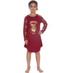 Harry Potter Hermione Hogwarts Logo Crest Nightgown Sleepshirt Holiday Pajama Red -Intimo GUEST 0345f2cf f2de 441a b4dd 8995e2aecf27