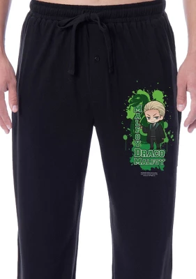 Harry Potter Mens' Hogwarts Chibi Draco Malfoy Sleep Pajama Pants Black 4 Harry Potter Mens' Hogwarts Chibi Draco Malfoy Sleep Pajama Pants Black - Image 2