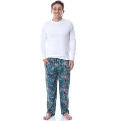 Jurassic Park Mens' Dinosaur Film Logo Tropical Sleep Pajama Pants Green