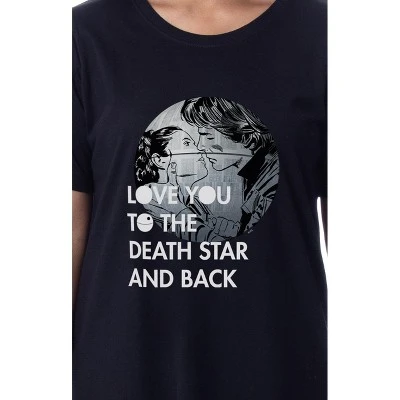 Star Wars Womens' Love You To The Death Star And Back Sleep Pajama Shirt Black 3 Star Wars Womens' Love You To The Death Star And Back Sleep Pajama Shirt Black