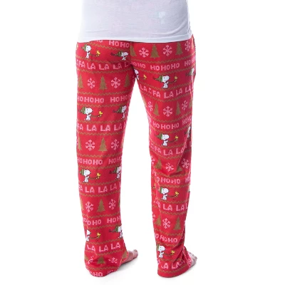 Peanuts Womens' Snoopy And Woodstock Ho Ho Ho Ugly Sweater Pajama Pants Red 3 Peanuts Womens' Snoopy And Woodstock Ho Ho Ho Ugly Sweater Pajama Pants Red