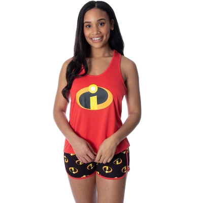 Disney Women's The Incredibles Logo Racerback Tank And Shorts Pajama Set Red 7 Disney Women's The Incredibles Logo Racerback Tank And Shorts Pajama Set Red - Image 5