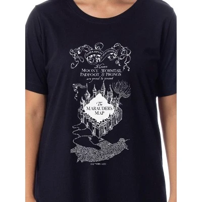 Harry Potter Womens' The Marauder's Map Mischief Managed Nightgown Pajama Black 3 Harry Potter Womens' The Marauder's Map Mischief Managed Nightgown Pajama Black