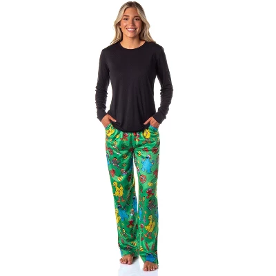Sesame Street Women's Christmas Elmo Cookie Monster Sleep Pajama Pants Green 3 Sesame Street Women's Christmas Elmo Cookie Monster Sleep Pajama Pants Green