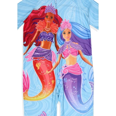 Barbie Girls' Mermaid Brooklyn And Malibu Footless Sleeper Pajama For Kids Blue 4 Barbie Girls' Mermaid Brooklyn And Malibu Footless Sleeper Pajama For Kids Blue - Image 2