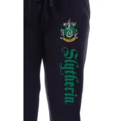 Harry Potter Womens' Slytherin House Crest Sleep Jogger Pajama Pants Black