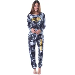 ACDC 1973 Logo Long Sleeve Womens' Rock Band Tie Dye Lounge Jogger PJ Set Black -Intimo GUEST 312e5b0a 17e5 40ad b2bb 82107c1e50bc