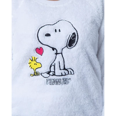 Peanuts Womens' Snoopy And Woodstock Sweater And Shorts Sleep Pajama Set White 4 Peanuts Womens' Snoopy And Woodstock Sweater And Shorts Sleep Pajama Set White - Image 2