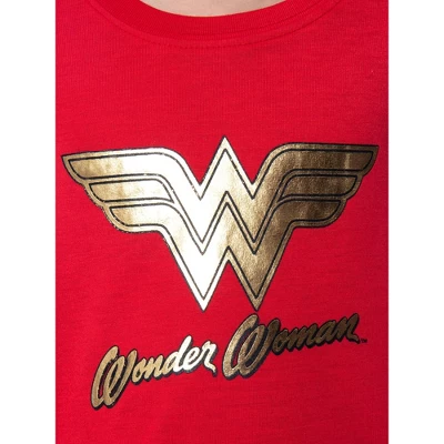 DC Comics Girls' Wonder Woman Gold Foil Logo Shirt And Shorts Pajama Set WW Logo 5 DC Comics Girls' Wonder Woman Gold Foil Logo Shirt And Shorts Pajama Set WW Logo - Image 3