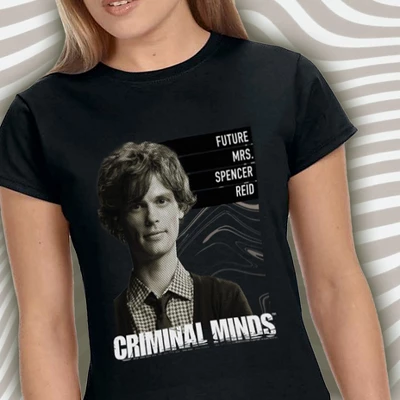 Criminal Minds Womens' TV Show Future Mrs. Spencer Reid Crewneck T-Shirt Black 3 Criminal Minds Womens' TV Show Future Mrs. Spencer Reid Crewneck T-Shirt Black