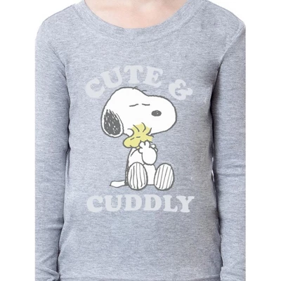 Peanuts Girls' Child Unisex Snoopy Woodstock Cute & Cuddly Sleep Pajama Set Grey 4 Peanuts Girls' Child Unisex Snoopy Woodstock Cute & Cuddly Sleep Pajama Set Grey - Image 2