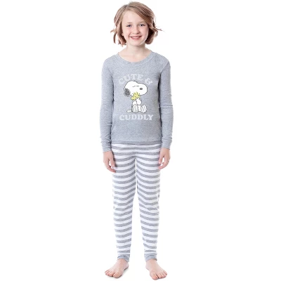 Peanuts Girls' Child Unisex Snoopy Woodstock Cute & Cuddly Sleep Pajama Set Grey 5 Peanuts Girls' Child Unisex Snoopy Woodstock Cute & Cuddly Sleep Pajama Set Grey - Image 3