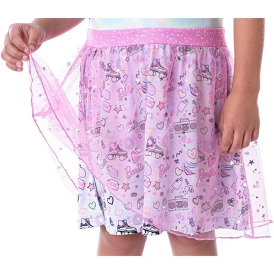 Barbie Girls' Tie-Dye Kids Tank Nightgown Pajama With Tulle Skirt Overlay Multicolor 4 Barbie Girls' Tie-Dye Kids Tank Nightgown Pajama With Tulle Skirt Overlay Multicolor - Image 2