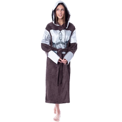Star Wars Adult The Mandalorian Costume Fleece Robe Bathrobe For Men Women Brown 6 Star Wars Adult The Mandalorian Costume Fleece Robe Bathrobe For Men Women Brown - Image 4