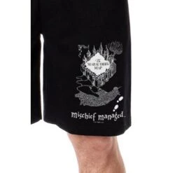 Harry Potter Mens' The Marauder's Map Mischief Managed Sleep Pajama Shorts Black