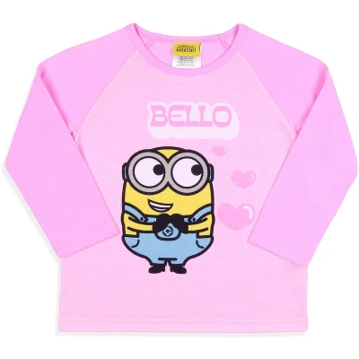 Despicable Me Toddler Girls' Minions Chibi Bello Raglan Sleep Pajama Set Multicolored 3 Despicable Me Toddler Girls' Minions Chibi Bello Raglan Sleep Pajama Set Multicolored