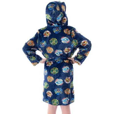 Beyblade Burst Boys' Spinner Tops Graphic Fleece Plush Hooded Robe Bathrobe Blue 4 Beyblade Burst Boys' Spinner Tops Graphic Fleece Plush Hooded Robe Bathrobe Blue - Image 2