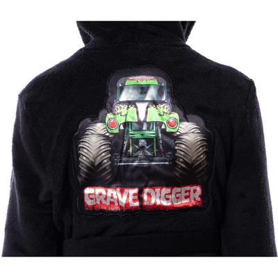 Monster Jam Toy Trucks Boys' Graphic Fleece Plush Hooded Robe Bathrobe Black 5 Monster Jam Toy Trucks Boys' Graphic Fleece Plush Hooded Robe Bathrobe Black - Image 3