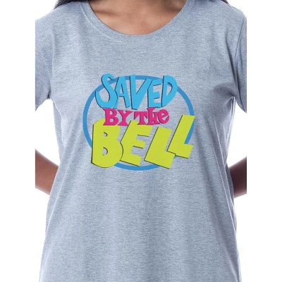 Saved By The Bell Womens' TV Series Title Logo Nightgown Sleep Pajama Shirt Grey 3 Saved By The Bell Womens' TV Series Title Logo Nightgown Sleep Pajama Shirt Grey