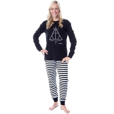 Harry Potter Wizarding World Deathly Hallows Adult Unisex Pajama Set Black 3 Harry Potter Wizarding World Deathly Hallows Adult Unisex Pajama Set Black