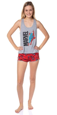 Marvel Womens' Spider-Man Comic Superhero Character Sleep Pajama Set Shorts Multicolored