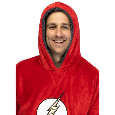 DC Comics Justice League Mens Oversized Faux-Shearling Sweatshirt Lounge Hoodie 6 DC Comics Justice League Mens Oversized Faux-Shearling Sweatshirt Lounge Hoodie - Image 4