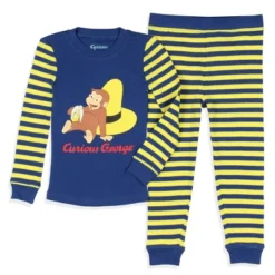 Curious George Toddler Boys' Tight Fit Striped Sleep Pajama Set Long Sleeves Blue -Intimo GUEST 64103f4e 9dda 4935 96c9 6fd0ec23d25f