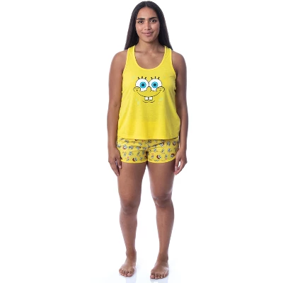 Nickelodeon SpongeBob SquarePants Womens' Faces Tank Pajama Short Set Yellow 3 Nickelodeon SpongeBob SquarePants Womens' Faces Tank Pajama Short Set Yellow