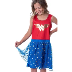 DC Comics Girl's Wonder Woman Logo And Stars Tank Nightgown Costume Pajama Red/Blue -Intimo GUEST 67cc8504 ef7f 4ed1 a348 3de04a1632e6