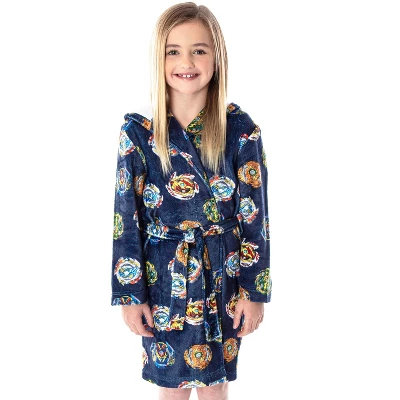 Beyblade Burst Boys' Spinner Tops Graphic Fleece Plush Hooded Robe Bathrobe Blue 6 Beyblade Burst Boys' Spinner Tops Graphic Fleece Plush Hooded Robe Bathrobe Blue - Image 4