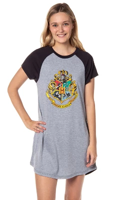 Harry Potter Juniors' Wizarding World Hogwarts Crest Sleep Pajama Nightgown Grey 6 Harry Potter Juniors' Wizarding World Hogwarts Crest Sleep Pajama Nightgown Grey - Image 5