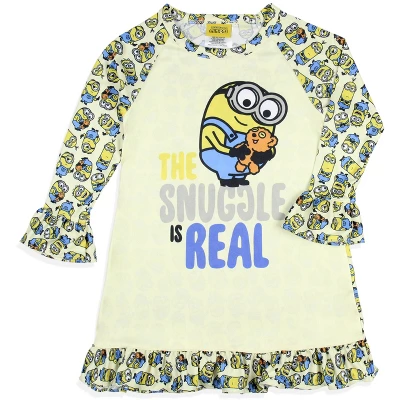 Despicable Me Toddler Girls' Minions Snuggle Sleep Pajama Dress Nightgown Off-White 6 Despicable Me Toddler Girls' Minions Snuggle Sleep Pajama Dress Nightgown Off-White - Image 4