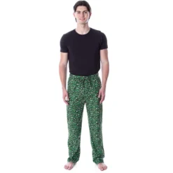 Looney Tunes Men's Marvin The Martian Allover Character Head Pajama Pants Green