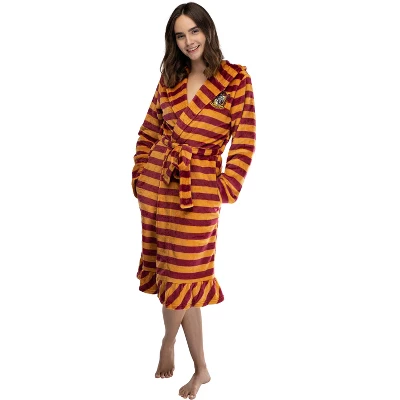 Harry Potter Juniors' Striped Ruffle Hooded Plush Fleece Robe 3 Harry Potter Juniors' Striped Ruffle Hooded Plush Fleece Robe
