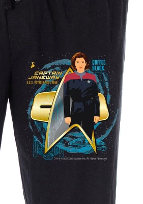 Star Trek Voyager Men's Captain Janeway Coffee Black Sleepwear Pajama Pants Black 4 Star Trek Voyager Men's Captain Janeway Coffee Black Sleepwear Pajama Pants Black - Image 2