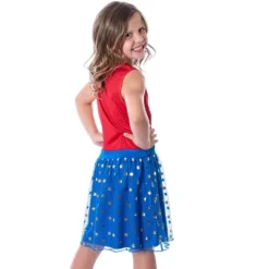 DC Comics Girl's Wonder Woman Logo And Stars Tank Nightgown Costume Pajama Red/Blue -Intimo GUEST 79c10742 aec7 412e 8aaf 2043e620ce79