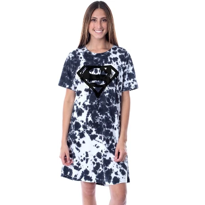 DC Comics Womens' Superman Tie-Dye Logo Nightgown Sleep Pajama Shirt Multicolored 5 DC Comics Womens' Superman Tie-Dye Logo Nightgown Sleep Pajama Shirt Multicolored - Image 3