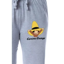 Curious George Womens' Character Yellow Hat Sleep Jogger Pajama Pants Grey