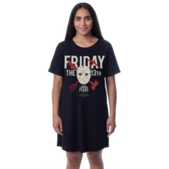 Friday The 13th Womens' Jason Mask Nightgown Sleep Pajama Dress Black -Intimo GUEST 81651158 8555 478a 9b99 137e28685619