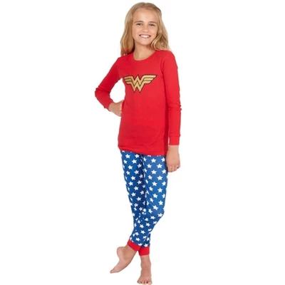 Intimo Girls' Wonder Woman Glitter Logo Pajama Set 5 Intimo Girls' Wonder Woman Glitter Logo Pajama Set - Image 3