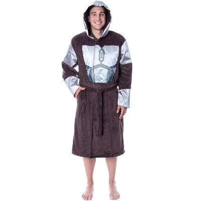 Star Wars Adult The Mandalorian Costume Fleece Robe Bathrobe For Men Women Brown 7 Star Wars Adult The Mandalorian Costume Fleece Robe Bathrobe For Men Women Brown - Image 5