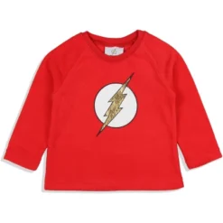 DC Comics Toddler Boys' Classic The Flash Logo Raglan Sleep Pajama Set Red