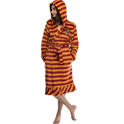 Harry Potter Juniors' Striped Ruffle Hooded Plush Fleece Robe 6 Harry Potter Juniors' Striped Ruffle Hooded Plush Fleece Robe - Image 4