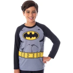DC Comics Boys' Batman Costume Raglan Shirt And Pants Pajama Set With Cape Batman
