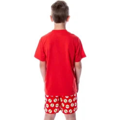 DC Comics Big Boys' The Flash Logo Short Sleeve Shirt Pajama Short Set Red