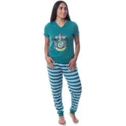 Harry Potter Womens' Hogwarts House Crest Jogger Pajama Set-All Houses -Intimo GUEST 99a7fbae 4c6d 4a27 adaa b775979fcb6e