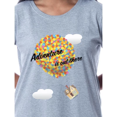 Disney Womens' Up Movie Film Adventure Is Out There Sleep Pajama Shirt Grey 3 Disney Womens' Up Movie Film Adventure Is Out There Sleep Pajama Shirt Grey