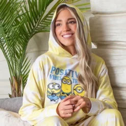 Minions Positive Vibes Tie Dye Womens' Pajama Cropped Hooded Jogger Set Yellow 14 Minions Positive Vibes Tie Dye Womens' Pajama Cropped Hooded Jogger Set Yellow -Intimo GUEST 9efc0645 8401 4aaa 947a ee2f46fd1979
